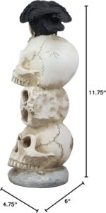 Ebros Gothic Raven Crow Bird Perching On Pole Totem Stacked Skulls with Color Ch... - Image 8