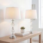 JONATHAN Y 27.5" Clear Crystal Table Lamp Set of 2 for Living Room Bedroom, Glam... - Image 3