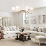Modern Gold 6-Lights Chandelier, 39" Pendant Light with White Fabric Shade Adjus... - Image 3