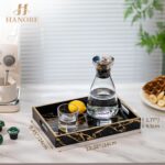 Hanobe Decorative Serving Tray Black: Imitation Marble Coffee Table Tray Decor w... - Image 4