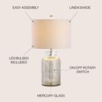 JONATHAN Y 24.5" Mercury Silver Trellis Glass Table Lamp for Living Room, White ... - Image 5