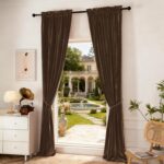 SMILETIME Brown Velvet Curtains with Dual Rod Pockets 52×84 Inches Light-Filteri... - Image 3