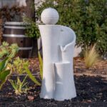 XBrand 41" Modern Sphere Curve Cascading Fountain, Resin - Image 3