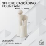 XBrand 41" Modern Sphere Curve Cascading Fountain, Resin - Image 6