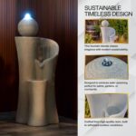 XBrand 41" Modern Sphere Curve Cascading Fountain, Resin - Image 7