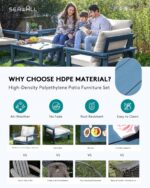 SERWALL HDPE Patio Furniture Set, 7-piece Outdoor Sectional Sofa Set, All Weathe... - Image 5