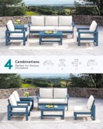SERWALL HDPE Patio Furniture Set, 7-piece Outdoor Sectional Sofa Set, All Weathe... - Image 7