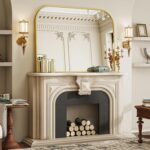 Gold Arched Top Wall Mounted Mirror - 38 x 30 Inch Round Cruved Top Bathroom Van... - Image 3