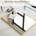 Gold Arched Top Wall Mounted Mirror - 38 x 30 Inch Round Cruved Top Bathroom Van... - Image 4