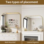 Gold Arched Top Wall Mounted Mirror - 38 x 30 Inch Round Cruved Top Bathroom Van... - Image 5