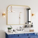 Gold Arched Top Wall Mounted Mirror - 38 x 30 Inch Round Cruved Top Bathroom Van... - Image 8