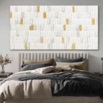 YETHEN WAL White and Gold Textured Wall Art 29x58, Hand-Painted Neutral Abstract... - Image 5
