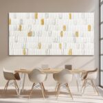 YETHEN WAL White and Gold Textured Wall Art 29x58, Hand-Painted Neutral Abstract... - Image 6
