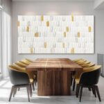 YETHEN WAL White and Gold Textured Wall Art 29x58, Hand-Painted Neutral Abstract... - Image 7