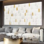 YETHEN WAL White and Gold Textured Wall Art 29x58, Hand-Painted Neutral Abstract... - Image 8
