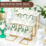 3 Tier Cupcake Stand, White Acrylic Serving Trays with Gold-Painted Iron Rack, R... - Image 6