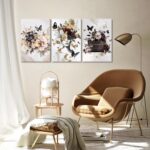 RUMSICH 3-Pcs Luxury Watercolor Floral Butterfly Canvas Wall Art Fashion Perfume... - Image 5