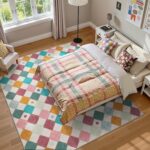 jinchan Macy 8x10 Kids Area Rug for Classroom Modern Colorful Nursery Rug Checke... - Image 5