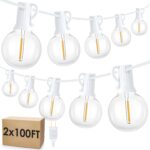 Mlambert 200Ft(2x100Ft) LED Outdoor String Lights, Dimmable G40 Globe Patio Ligh... - Image 8