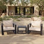 SAFAVIEH Outdoor Patio Furniture Collection – Fash Black & Taupe Cushion 3-Piece... - Image 3