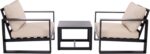 SAFAVIEH Outdoor Patio Furniture Collection – Fash Black & Taupe Cushion 3-Piece... - Image 4