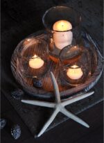 Glass Candle Holder Set 3 Clear Seeded Bubbles Modern Farmhouse Centerpieces Cof... - Image 5