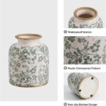 Vintage Chinoiserie Ceramic Vase, Ice Cracked Flower Vases, Hand-Painted Green B... - Image 3