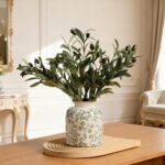 Vintage Chinoiserie Ceramic Vase, Ice Cracked Flower Vases, Hand-Painted Green B... - Image 6