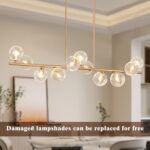 Linear Chandeliers for Dining Room 51" Gold Linear Pendant Light with Clear Swir... - Image 4