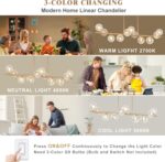 Linear Chandeliers for Dining Room 51" Gold Linear Pendant Light with Clear Swir... - Image 5
