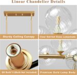 Linear Chandeliers for Dining Room 51" Gold Linear Pendant Light with Clear Swir... - Image 7