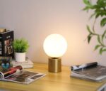 11 Inch Modern Mid Century Gold Globe Table Lamp, Round Bedside Nightstand Lamp ... - Image 3