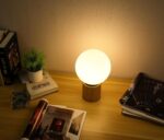 11 Inch Modern Mid Century Gold Globe Table Lamp, Round Bedside Nightstand Lamp ... - Image 6
