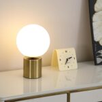 11 Inch Modern Mid Century Gold Globe Table Lamp, Round Bedside Nightstand Lamp ... - Image 7