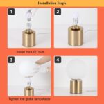 11 Inch Modern Mid Century Gold Globe Table Lamp, Round Bedside Nightstand Lamp ... - Image 8