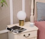 11 Inch Modern Mid Century Gold Globe Table Lamp, Round Bedside Nightstand Lamp ... - Image 9