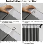 KangBang 102 Inch Gray Curtains Blackout Drapes for Living Room, Pinch Pleated E... - Image 5