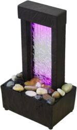 Nature's Mark 10" H Crackled Glass Light Show Tabletop Water Fountain with Natur... - Image 3