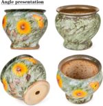 Sungmor Ceramic Hand Painted Succulent Flower Pots, 9 Inch Large Pottery Pots fo... - Image 3