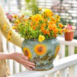 Sungmor Ceramic Hand Painted Succulent Flower Pots, 9 Inch Large Pottery Pots fo... - Image 6