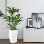 Artificial Dracaena Tree 5FT with White Tall Planter,Fake Green Plant with Natur... - Image 6