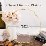 100 Pcs Clear Gold Plastic Plates,10 Inch Clear Disposable Dinner Plates with Go... - Image 3