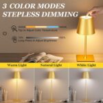 Kakanuo Gold Cordless Rechargeable Table Lamp 5000mAh Battery Operated Lamps, 3 ... - Image 3