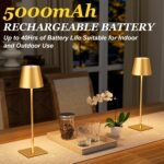 Kakanuo Gold Cordless Rechargeable Table Lamp 5000mAh Battery Operated Lamps, 3 ... - Image 4