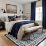 Dark Blue 5x7 Area Rugs for Living Room Bedroom, Transitional Boho Moroccan Flor... - Image 4