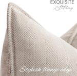 ZWJD Beige Pillow Covers 22x22 Set of 2 Chenille Throw Pillow Covers with Elegan... - Image 3