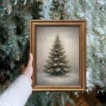 Gold Framed Vintage Christmas Tree Canvas Wall Art Farmhouse Rustic Pine Tree Wi... - Image 6