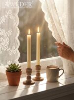 Wooden Taper Candle Holders: Wood Candlestick Holders Rustic Farmhouse Fall Deco... - Image 5