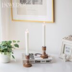 Wooden Taper Candle Holders: Wood Candlestick Holders Rustic Farmhouse Fall Deco... - Image 7