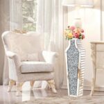 27" Tall Crushed Diamond Floor Vase, Silver Large Vases for Decor Living Room, C... - Image 3